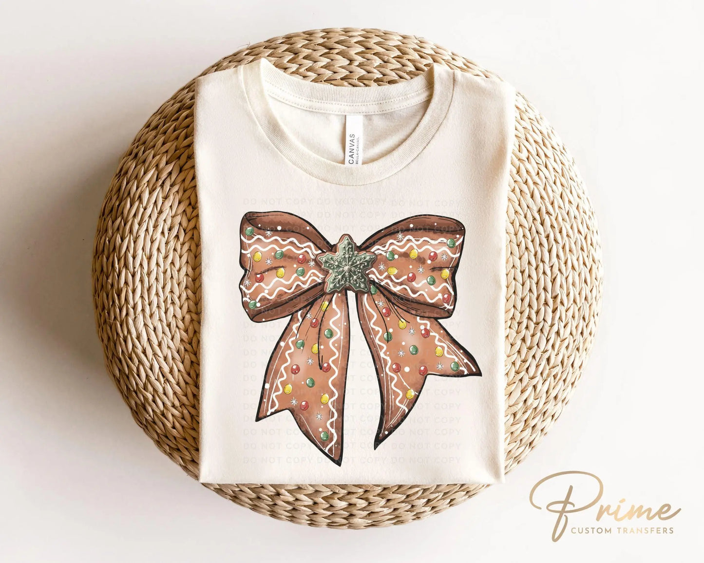 Christmas DTF Transfers, Ready to Press, T-shirt Transfers, Heat Transfer, Direct to Film, Holiday, Coquette, Girly, Candy, Gingerbread Bow