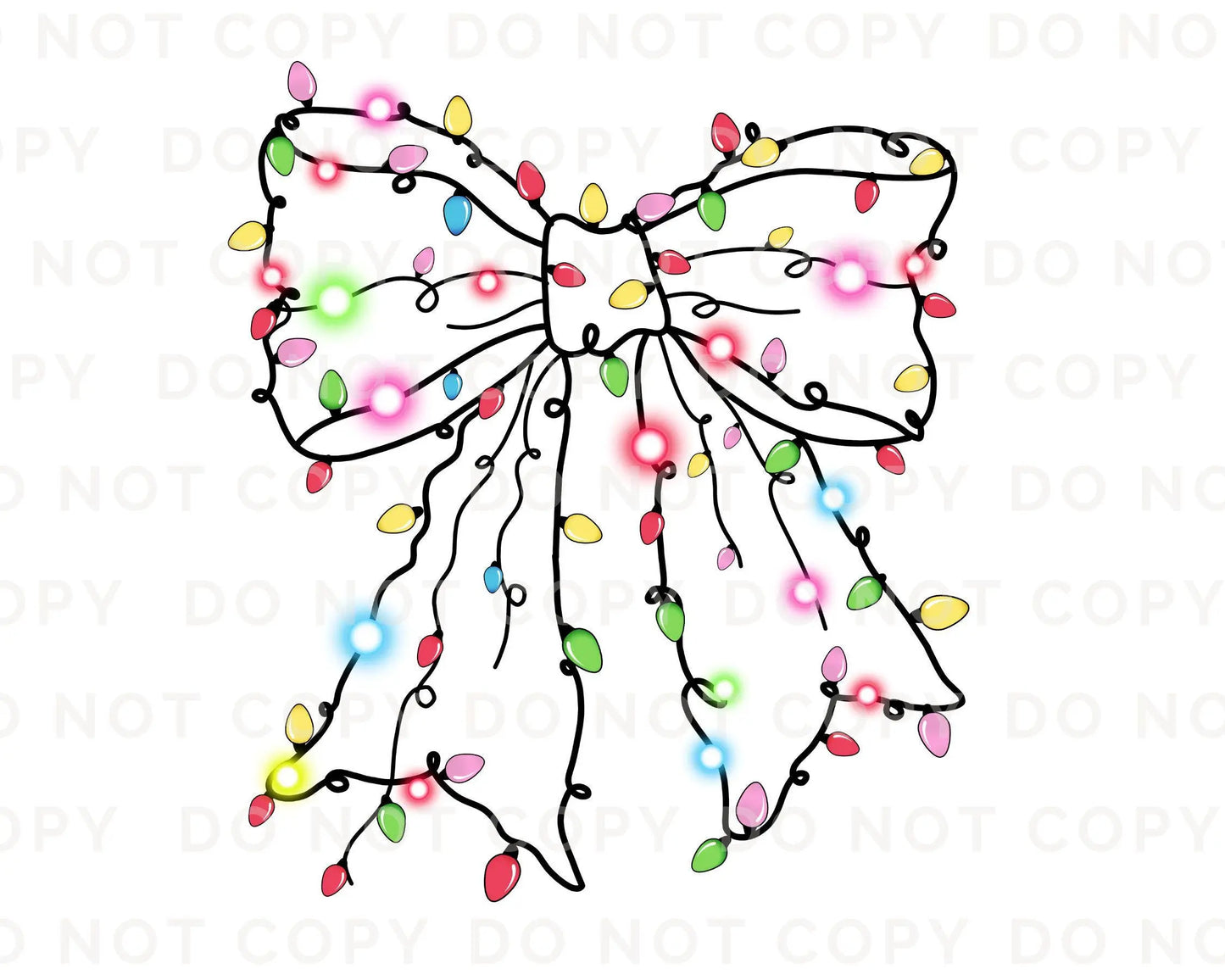 Christmas DTF Transfers, Ready to Press, T-shirt Transfers, Heat Transfer, Direct to Film, Holiday, Girly, Coquette Christmas Light Bow