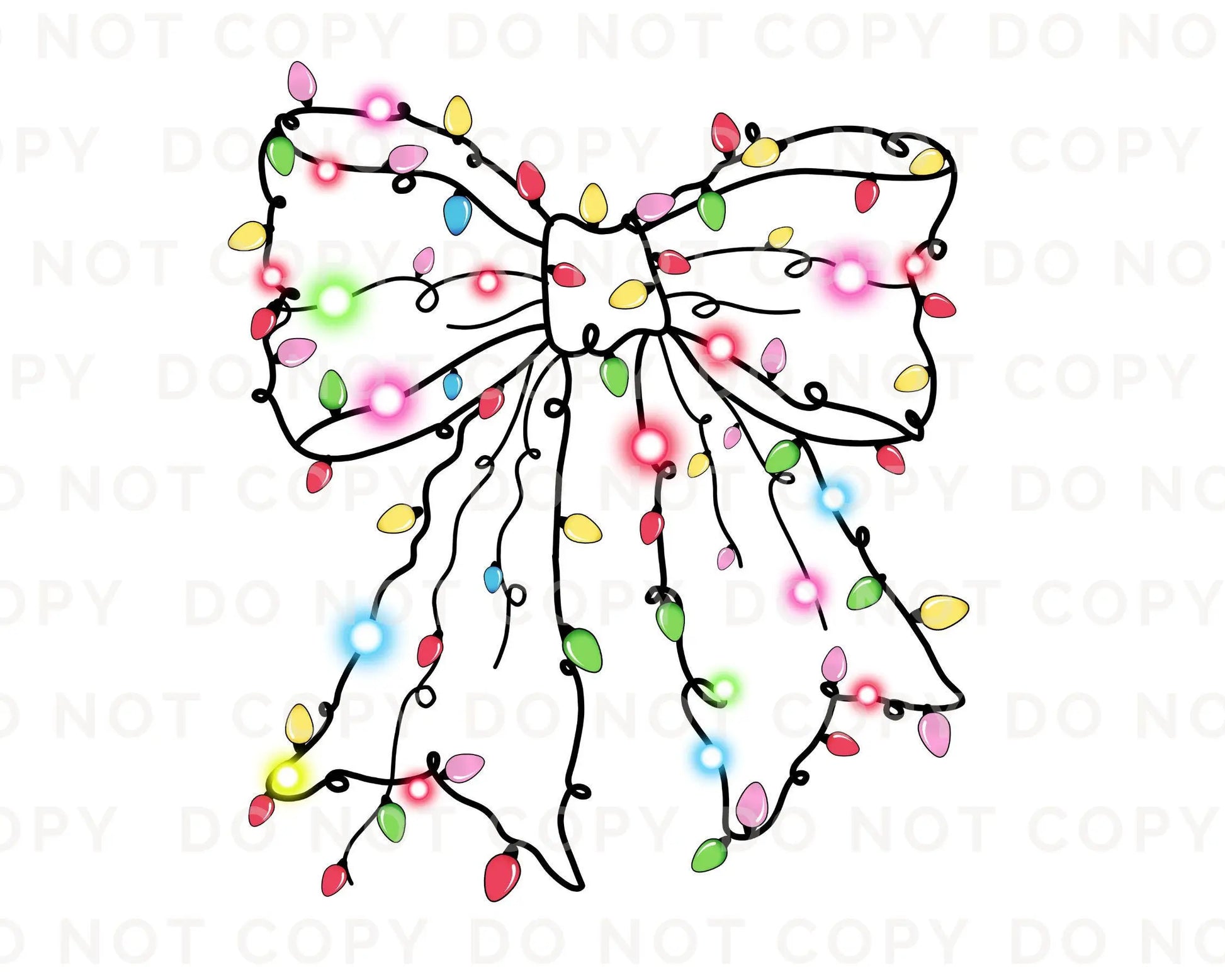 Christmas DTF Transfers, Ready to Press, T-shirt Transfers, Heat Transfer, Direct to Film, Holiday, Girly, Coquette Christmas Light Bow