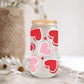 Valentine's Day UV DTF Libbey 16oz Cup Wrap Sticker, Ready to Apply, No Heat, Permanent Adhesive, Waterproof, Glass Can, Love, Cute Hearts