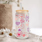 Valentine's Day UV DTF Libbey 16oz Cup Wrap Sticker, Ready to Apply, No Heat, Permanent Adhesive, Waterproof, Glass Can, Love, Doodle Hearts