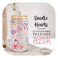 Valentine's Day UV DTF Libbey 16oz Cup Wrap Sticker, Ready to Apply, No Heat, Permanent Adhesive, Waterproof, Glass Can, Love, Doodle Hearts