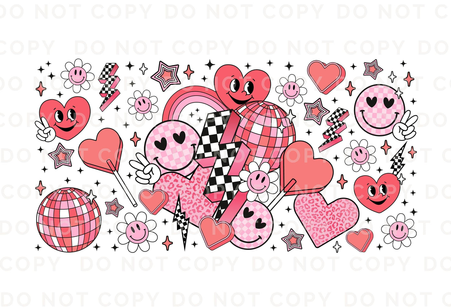 Valentine's Day UV DTF Libbey 16oz Cup Wrap Sticker, Ready to Apply, No Heat, Permanent Adhesive, Waterproof, Glass Can, Holiday, Retro Love