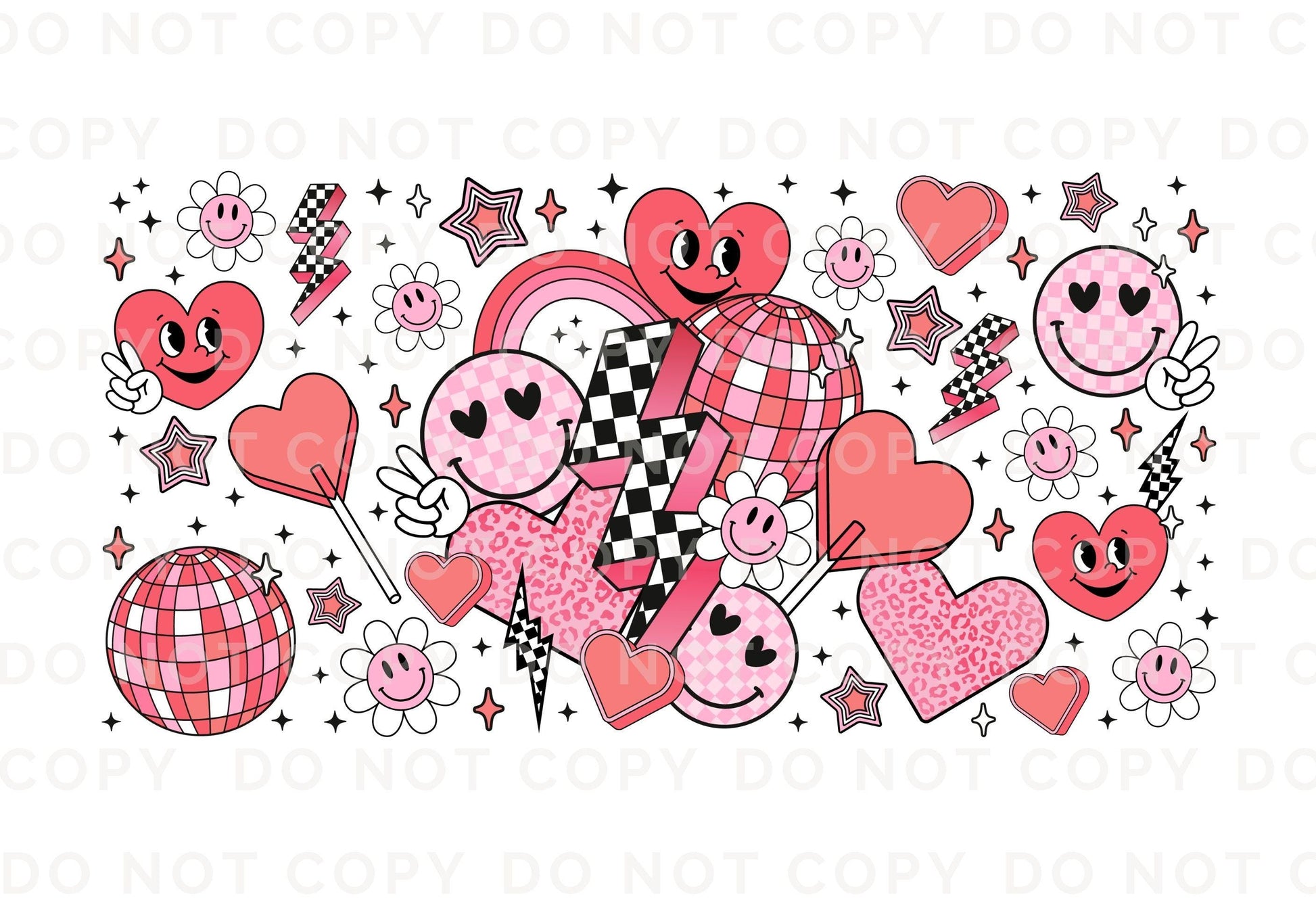 Valentine's Day UV DTF Libbey 16oz Cup Wrap Sticker, Ready to Apply, No Heat, Permanent Adhesive, Waterproof, Glass Can, Holiday, Retro Love