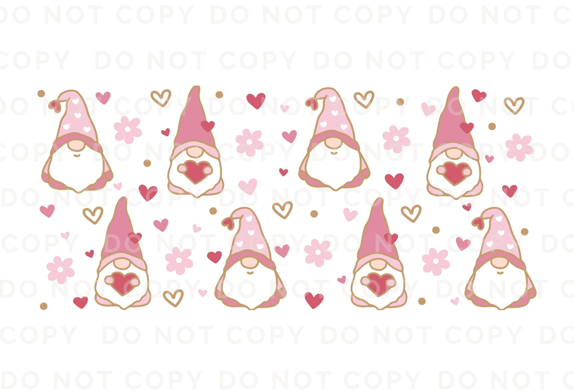 Valentine's Day UV DTF 16oz Libbey Cup Wrap Sticker, Ready To Apply, Direct to Film, Glass Can, Permanent, Waterproof, Holiday, Pink Gnome