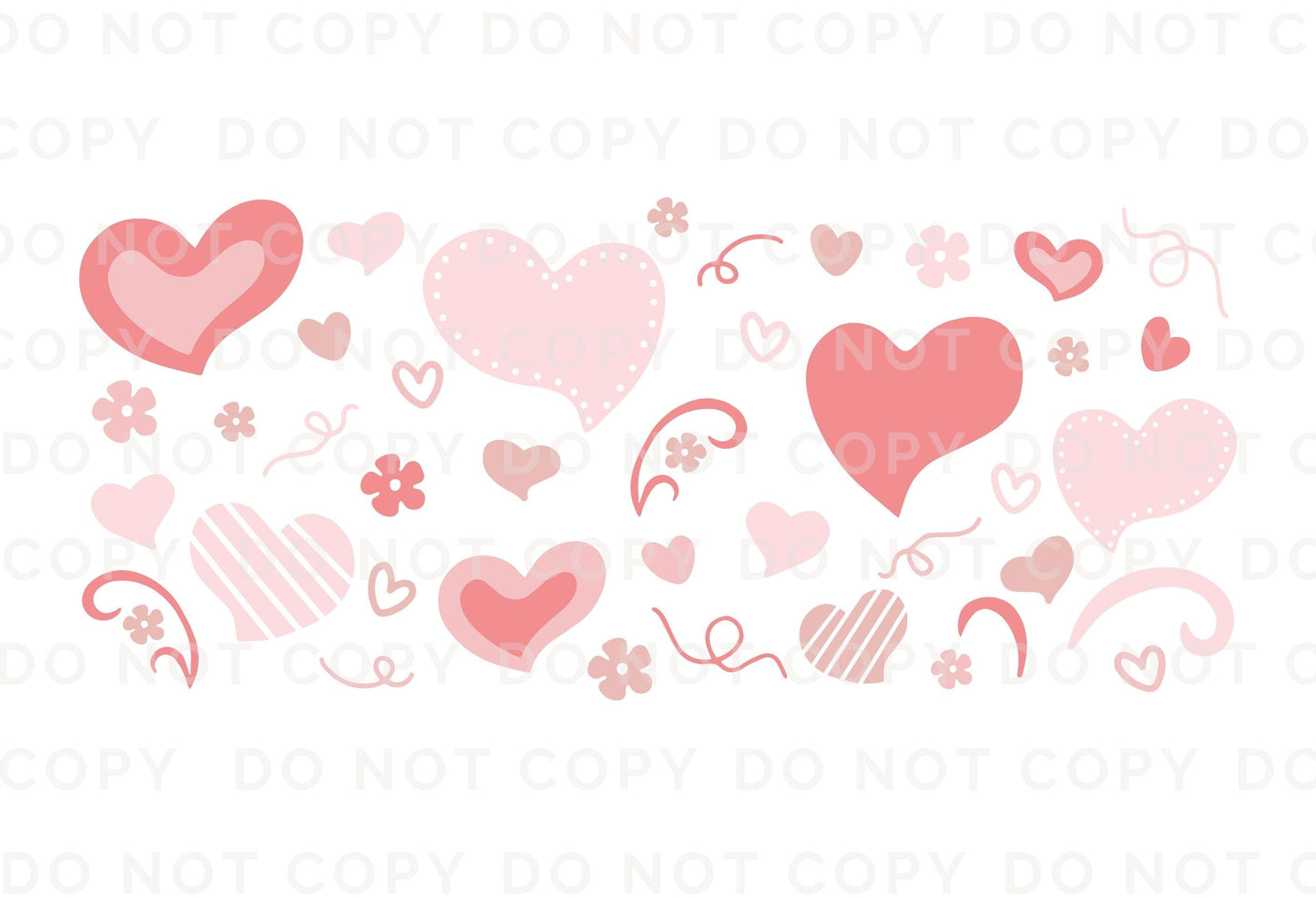 Valentine's Day UV DTF Libbey 16oz Cup Wrap Sticker, Ready to Apply, No Heat, Permanent Adhesive, Waterproof, Glass Can, Pink, Doodle Hearts