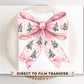 Christmas DTF Transfers, Ready to Press, T-shirt Transfers, Heat Transfer, Direct to Film, Holiday, Coquette Pink Christmas Tree Bow
