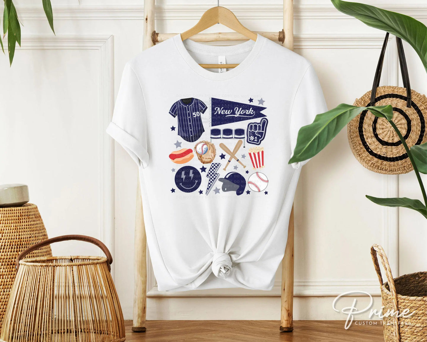 Baseball DTF Transfers, Ready to Press, T-shirt Transfer, Heat Transfer, Direct to Film, Sports, Game Day, doodle collage, New York baseball