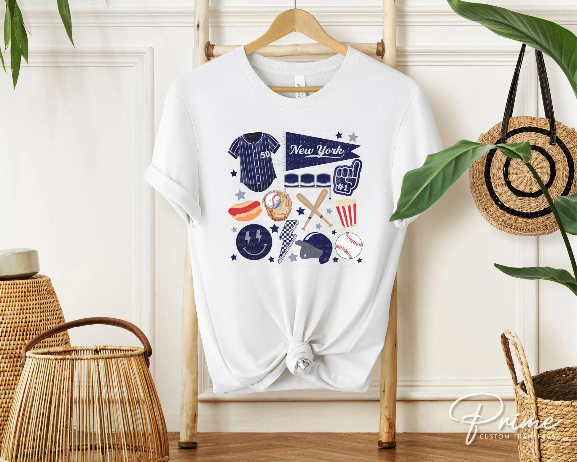 Baseball DTF Transfers, Ready to Press, T-shirt Transfer, Heat Transfer, Direct to Film, Sports, Game Day, doodle collage, New York baseball
