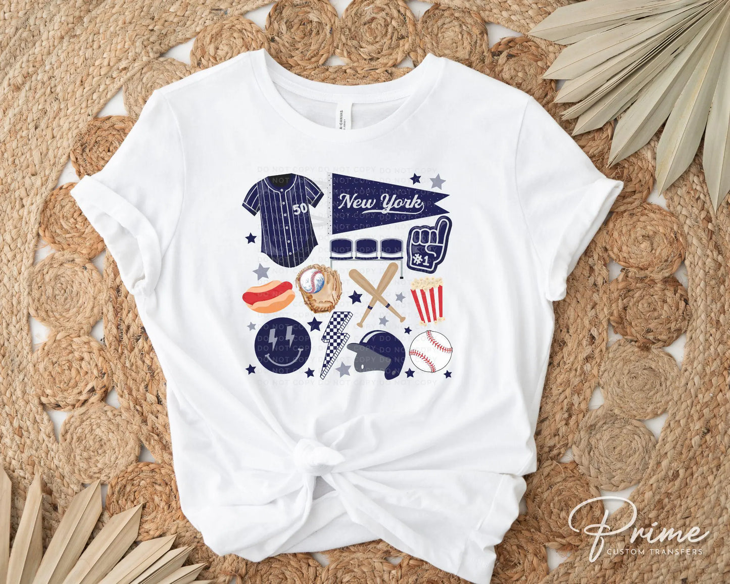 Baseball DTF Transfers, Ready to Press, T-shirt Transfer, Heat Transfer, Direct to Film, Sports, Game Day, doodle collage, New York baseball