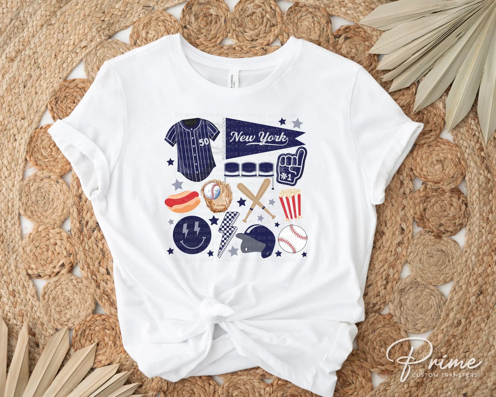 Baseball DTF Transfers, Ready to Press, T-shirt Transfer, Heat Transfer, Direct to Film, Sports, Game Day, doodle collage, New York baseball