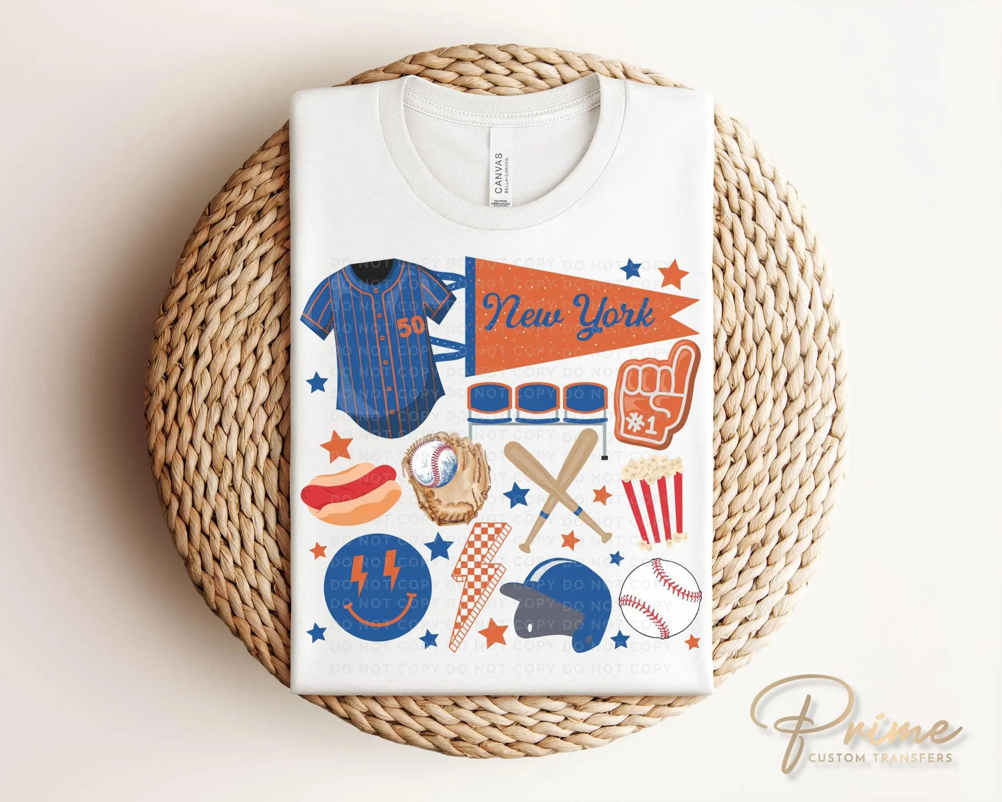 Baseball DTF Transfers, Ready to Press, T-shirt Transfer, Heat Transfer, Direct to Film, Sports, Game Day, Doodle Collage, New York Baseball