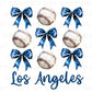Baseball DTF Transfers, Ready to Press, T-shirt Transfers, Heat Transfer, Direct to Film, Sports, Los Angeles Baseballs and Bows Coquette