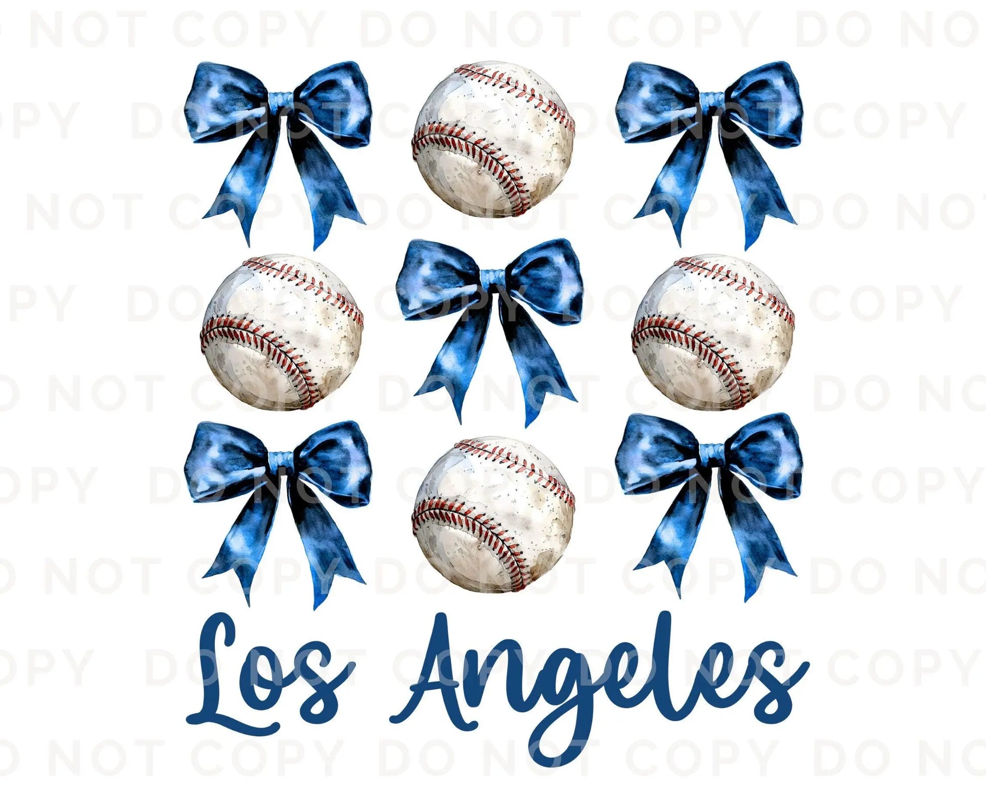 Baseball DTF Transfers, Ready to Press, T-shirt Transfers, Heat Transfer, Direct to Film, Sports, Los Angeles Baseballs and Bows Coquette
