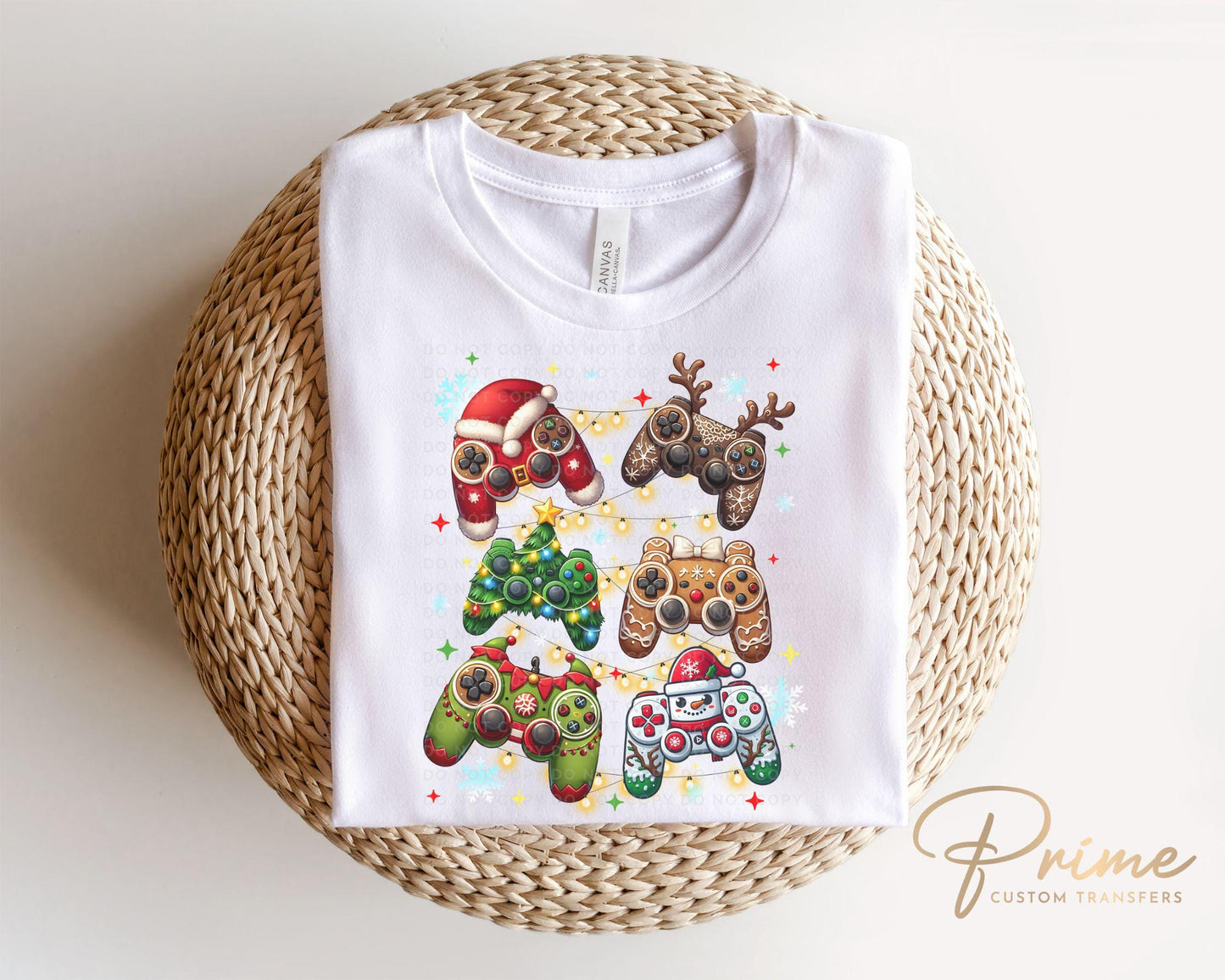 Christmas DTF Transfers, Ready to Press, T-shirt Transfers, Heat Transfer, Direct to Film, Video Games, Kids, Santa Claus, Gaming Controller