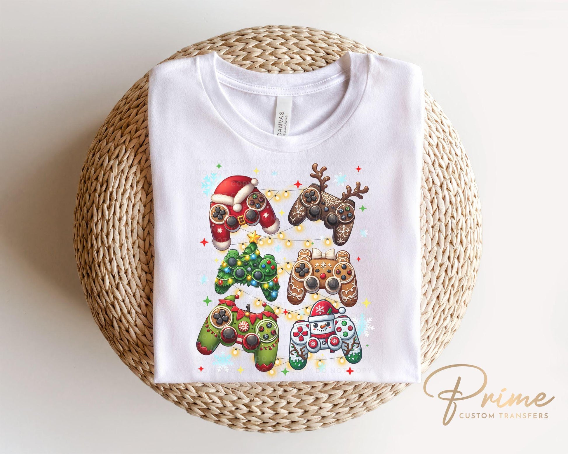 Christmas DTF Transfers, Ready to Press, T-shirt Transfers, Heat Transfer, Direct to Film, Video Games, Kids, Santa Claus, Gaming Controller