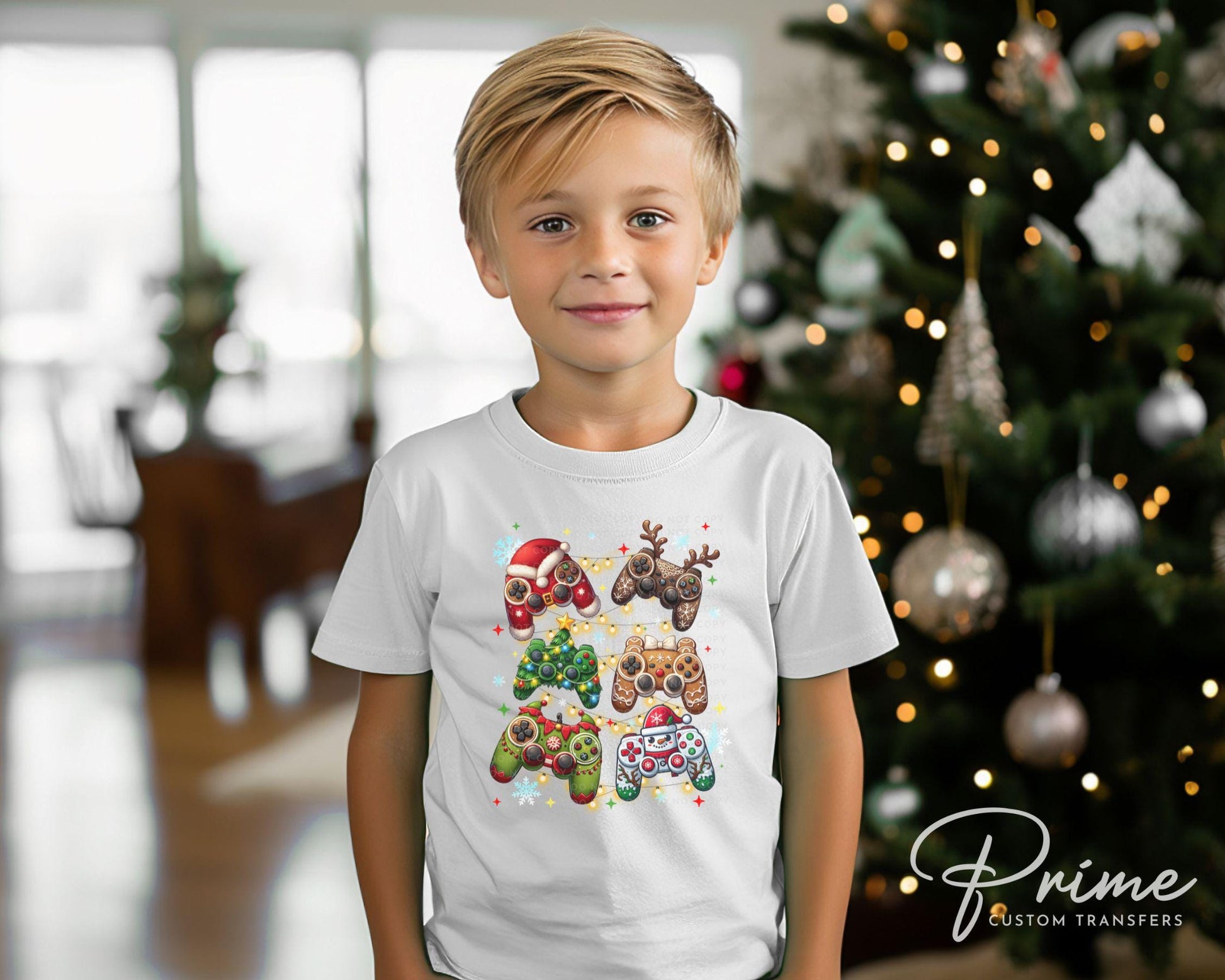 Christmas DTF Transfers, Ready to Press, T-shirt Transfers, Heat Transfer, Direct to Film, Video Games, Kids, Santa Claus, Gaming Controller