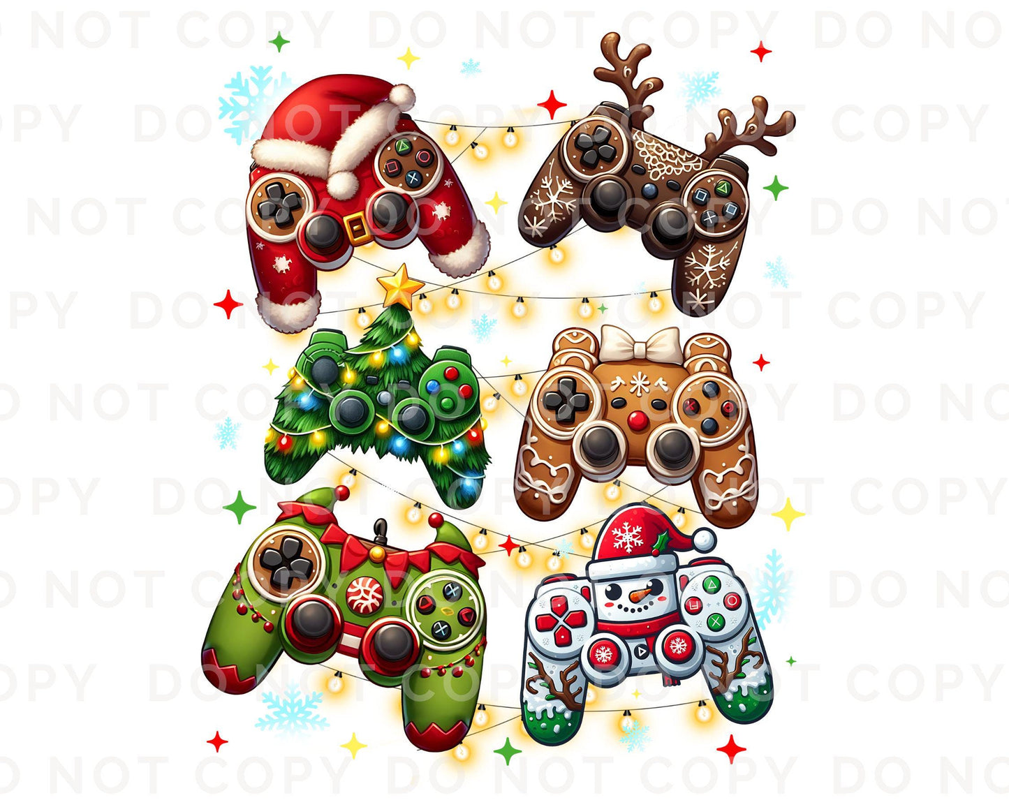 Christmas DTF Transfers, Ready to Press, T-shirt Transfers, Heat Transfer, Direct to Film, Video Games, Kids, Santa Claus, Gaming Controller