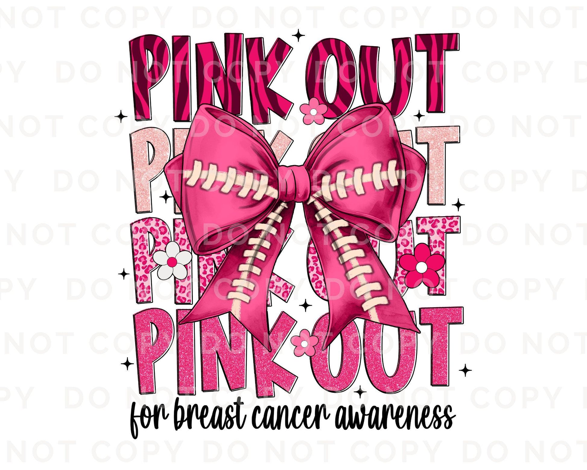 Breast Cancer DTF Transfers, Ready to Press, T-shirt Transfers, Heat Transfer, Direct to Film, Fight, Ribbon, Pink Bow, Football Pink Out