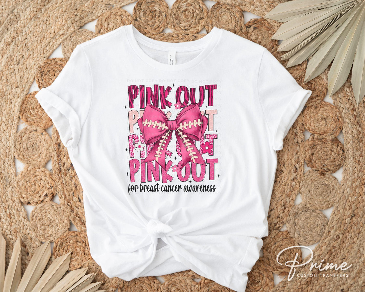Breast Cancer DTF Transfers, Ready to Press, T-shirt Transfers, Heat Transfer, Direct to Film, Fight, Ribbon, Pink Bow, Football Pink Out
