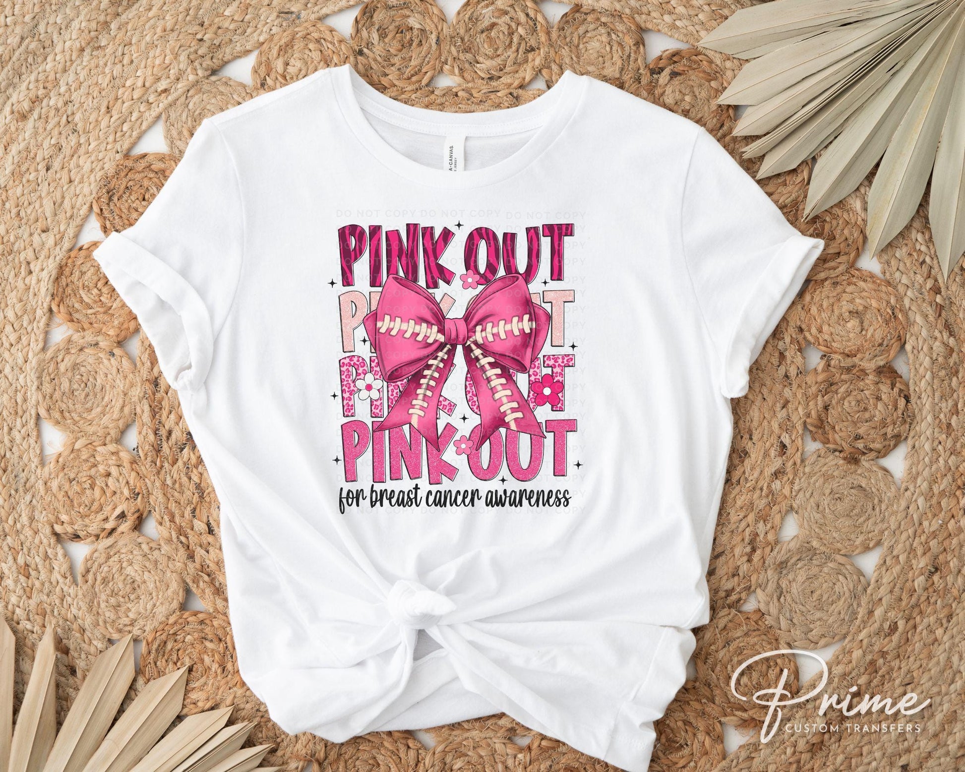 Breast Cancer DTF Transfers, Ready to Press, T-shirt Transfers, Heat Transfer, Direct to Film, Fight, Ribbon, Pink Bow, Football Pink Out