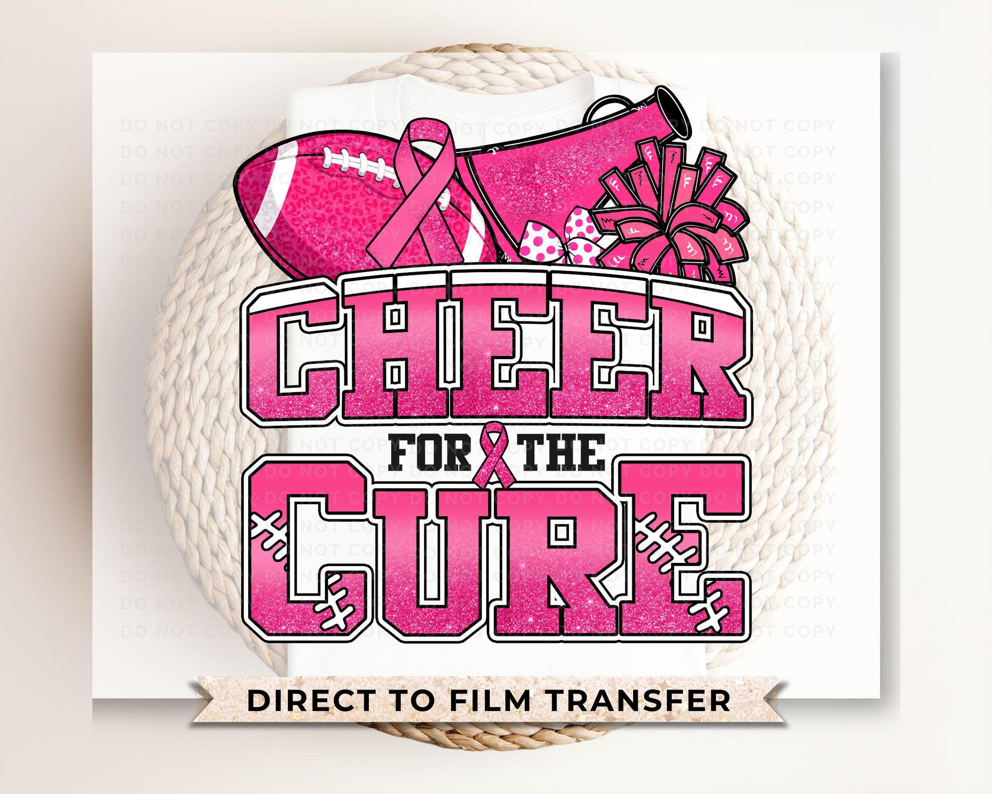 Breast Cancer DTF Transfers, Ready to Press, T-shirt Transfers, Heat Transfer, Direct to Film, Fight, Pink, Cheerleader, Cancer Awareness