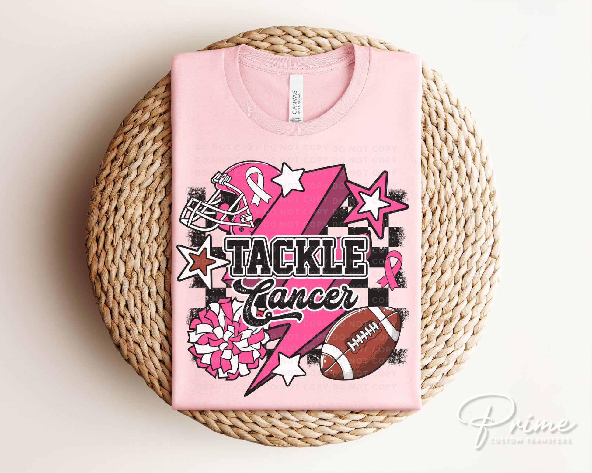 Breast Cancer DTF Transfers, Ready to Press, T-shirt Transfers, Heat Transfer, Direct to Film, Fight, Pink, Football, Cancer Awareness