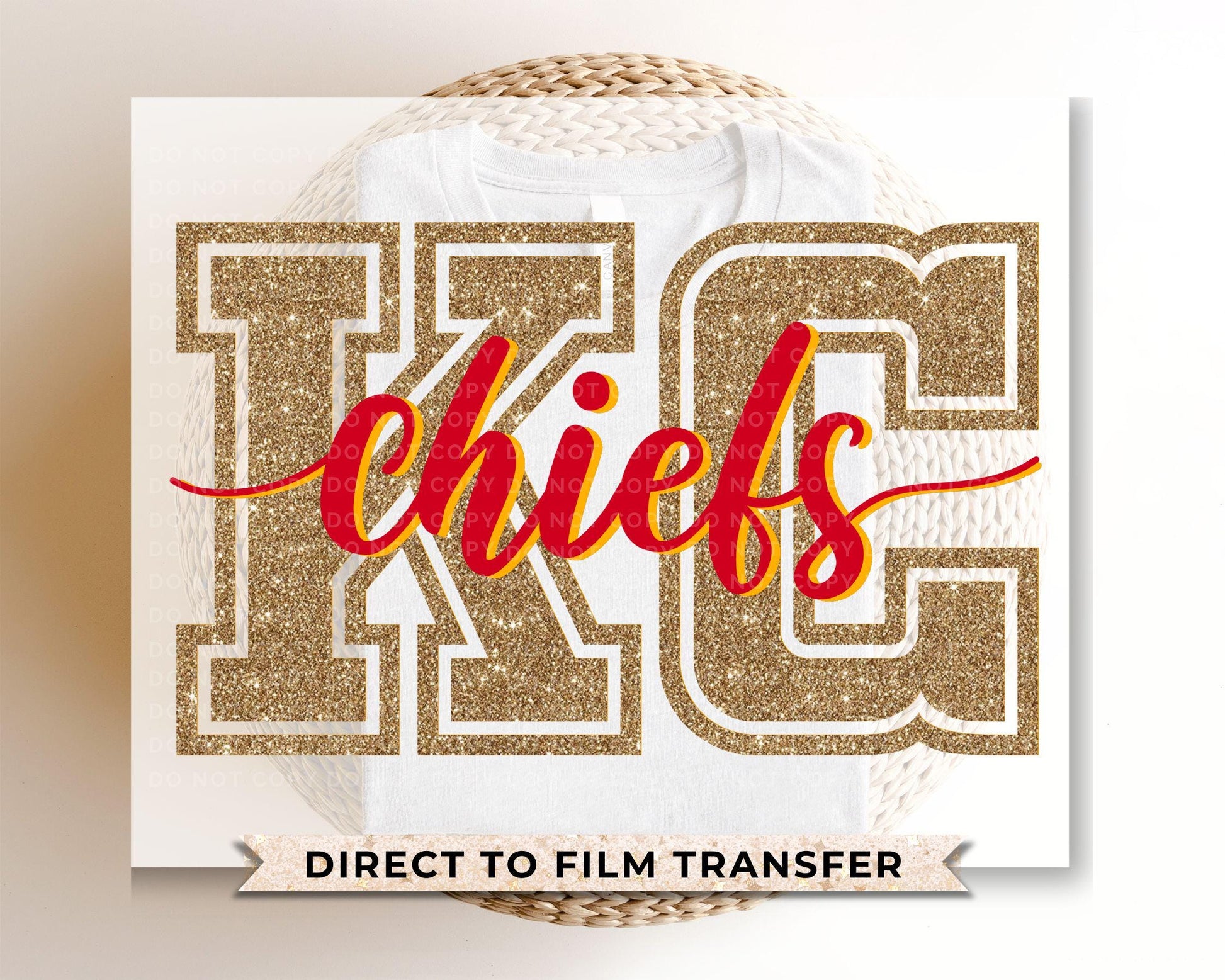 Football DTF Transfers, Ready to Press, T-shirt Transfer, Heat Transfer, Direct to Film, Sports, Vintage, FAUX Glitter, Kansas City Football