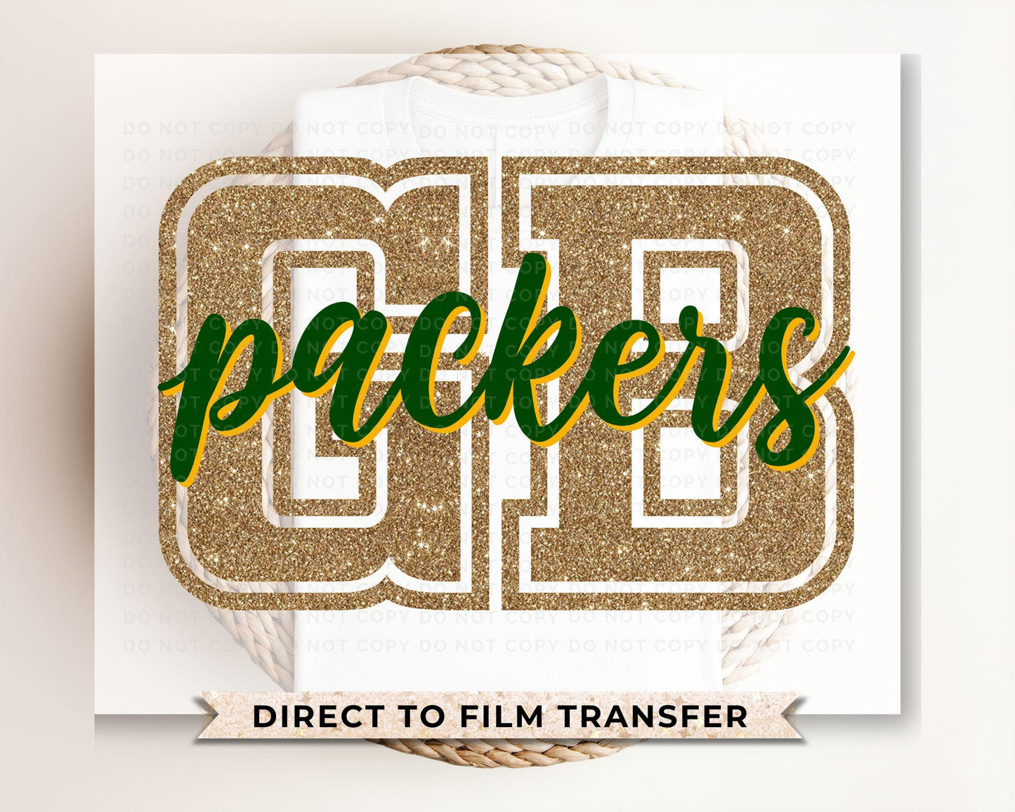 Football DTF Transfers, Ready to Press, T-shirt Transfers, Heat Transfer, Direct to Film, Sports, Vintage, FAUX Glitter, Green Bay Fan