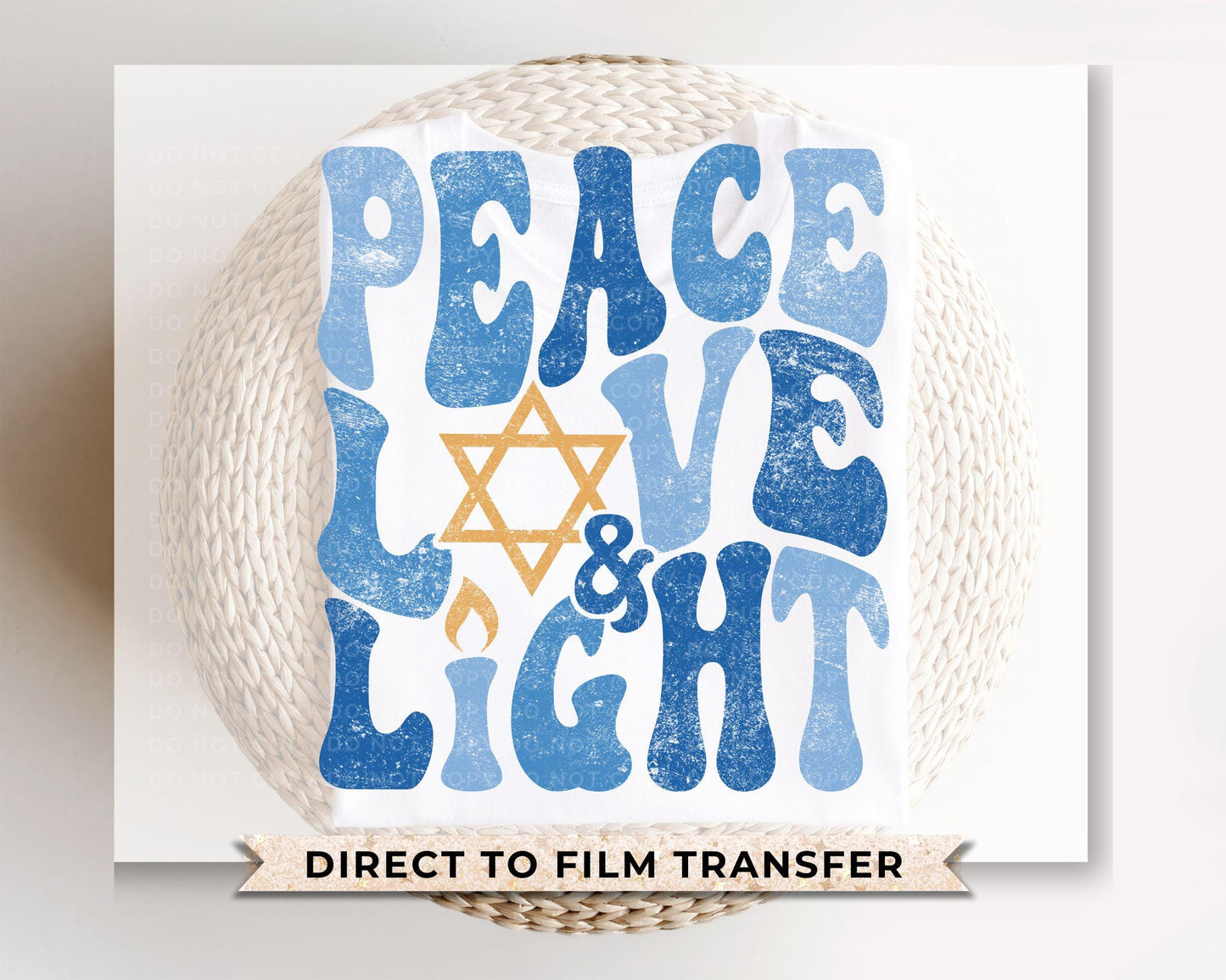 Hanukkah DTF Transfers, Ready to Press, T-shirt Transfer, Heat Transfer, Direct to Film, Jewish Holiday, Varsity, Peace, Happy Hanukkah