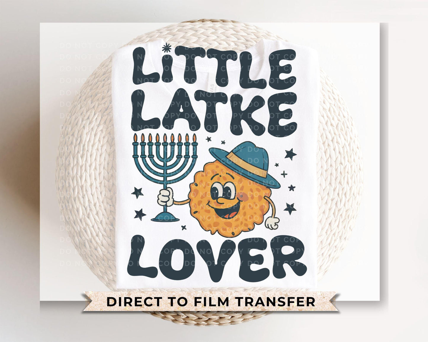 Hanukkah DTF Transfer, Ready to Press, T-shirt Transfer, Heat Transfer, Direct to Film, Jewish Holiday, Dreidel, Menorah, Little Latke Lover