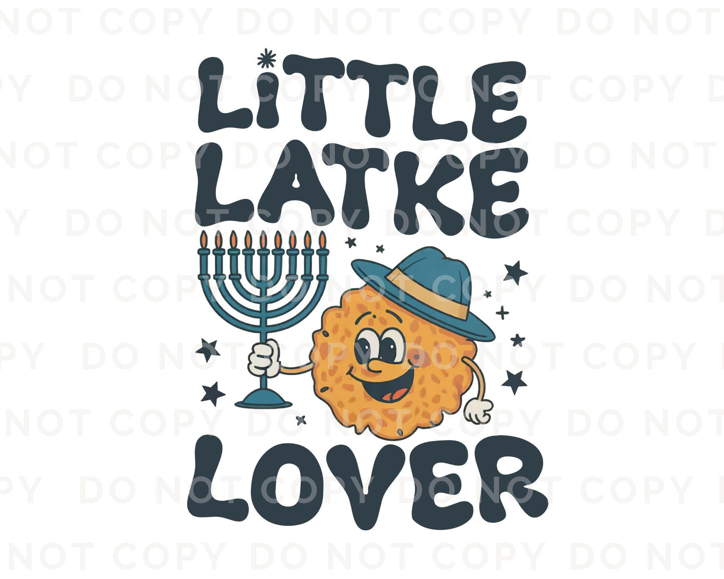 Hanukkah DTF Transfer, Ready to Press, T-shirt Transfer, Heat Transfer, Direct to Film, Jewish Holiday, Dreidel, Menorah, Little Latke Lover