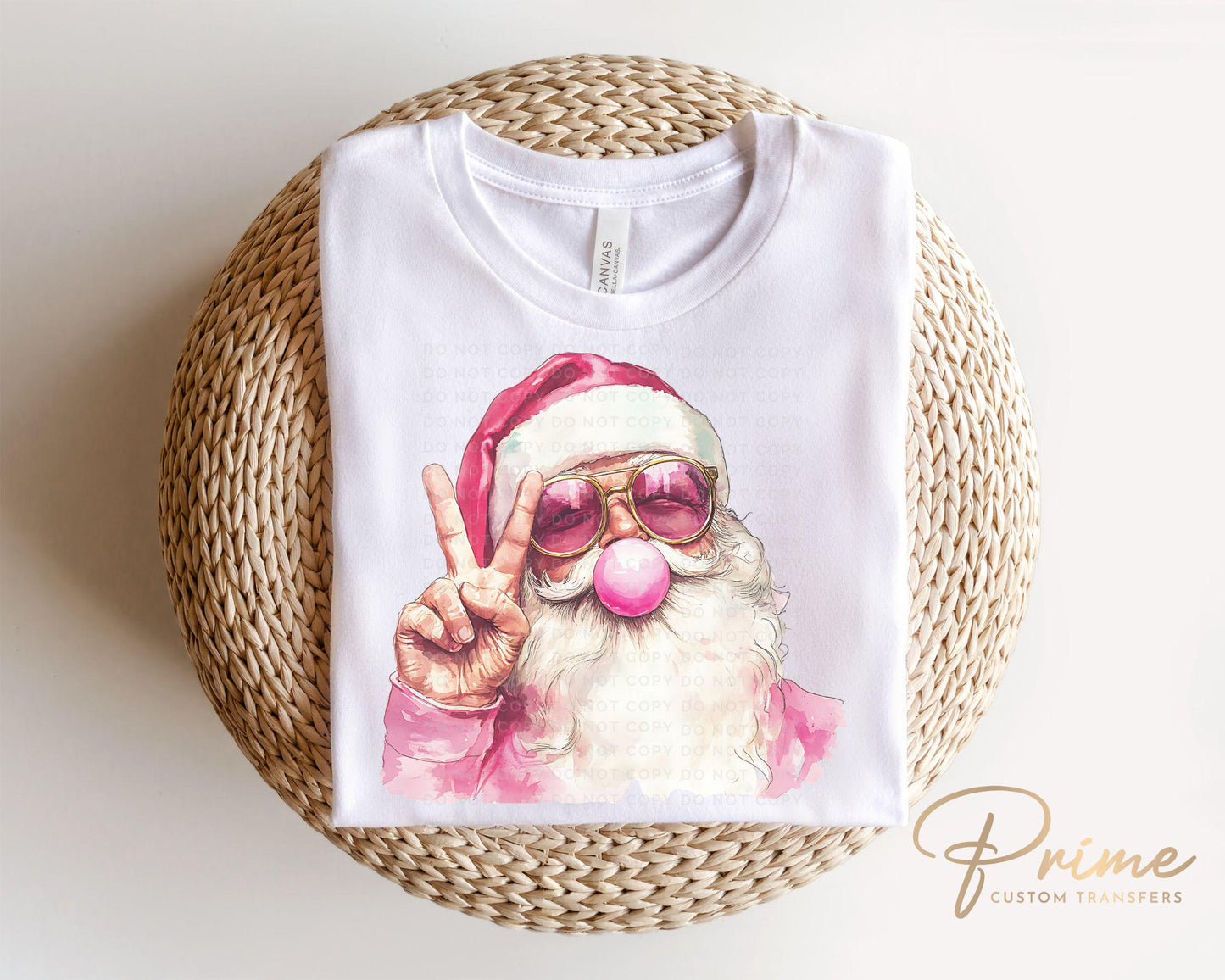 Christmas DTF Transfers, Ready to Press, T-shirt Transfers, Heat Transfer, Direct to Film, Holiday, Funny, Bubble Gum, Groovy Santa Claus