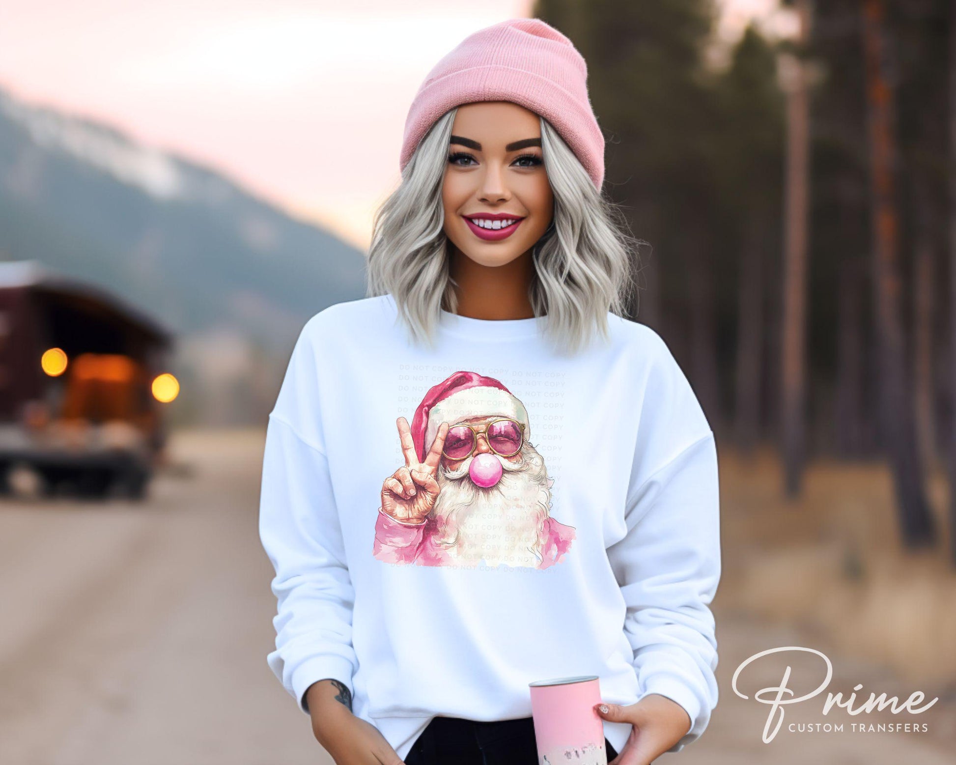 Christmas DTF Transfers, Ready to Press, T-shirt Transfers, Heat Transfer, Direct to Film, Holiday, Funny, Bubble Gum, Groovy Santa Claus