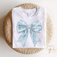 Christmas DTF Transfers, Ready to Press, T-shirt Transfer, Heat Transfer, Direct to Film, Holiday, Coquette, Snowy Blue Winter Snowflake Bow