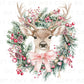 Christmas DTF Transfers, Ready to Press, T-shirt Transfer, Heat Transfer, Direct to Film, Holiday, Coquette, Pink Bow, Girly, Reindeer