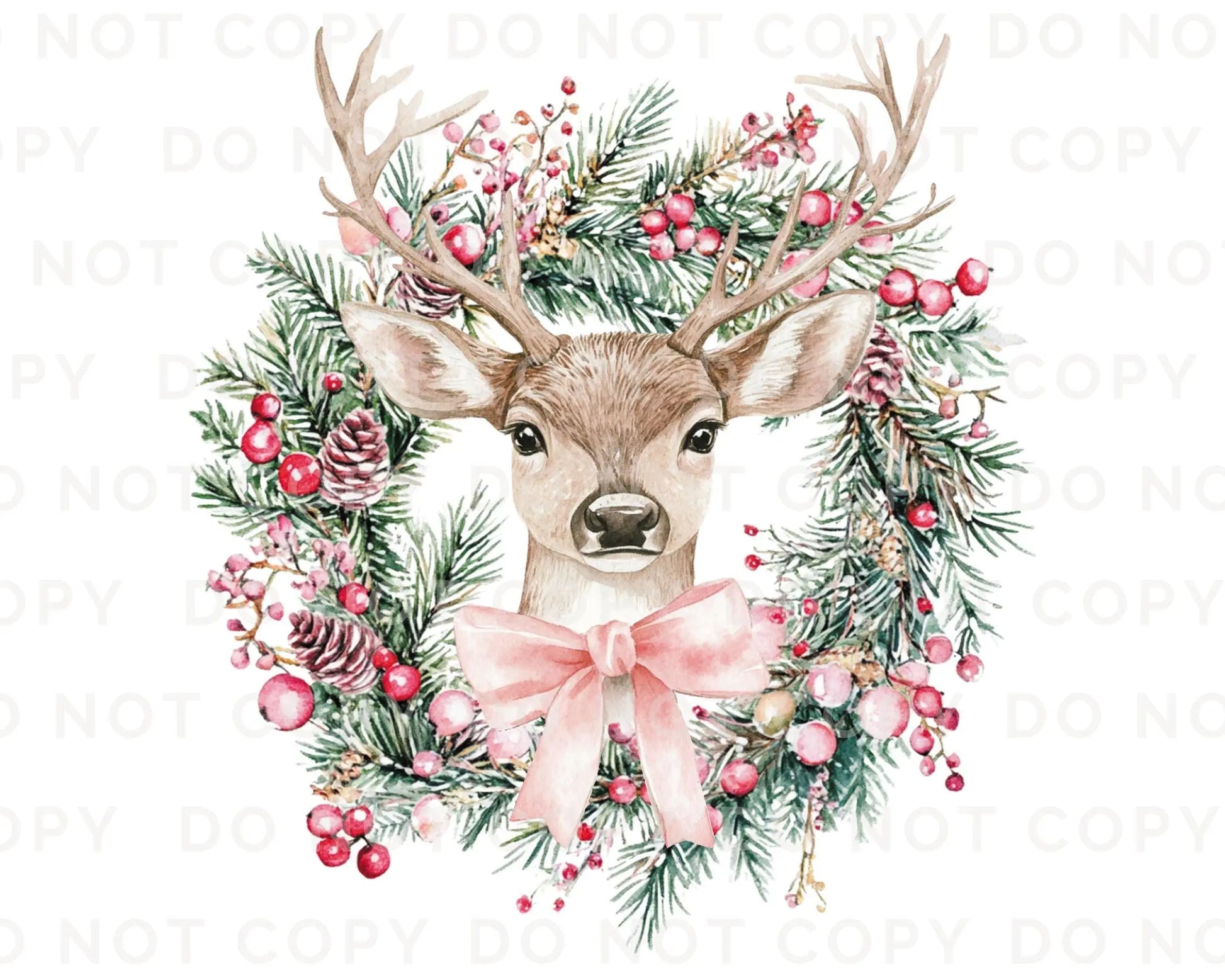Christmas DTF Transfers, Ready to Press, T-shirt Transfer, Heat Transfer, Direct to Film, Holiday, Coquette, Pink Bow, Girly, Reindeer