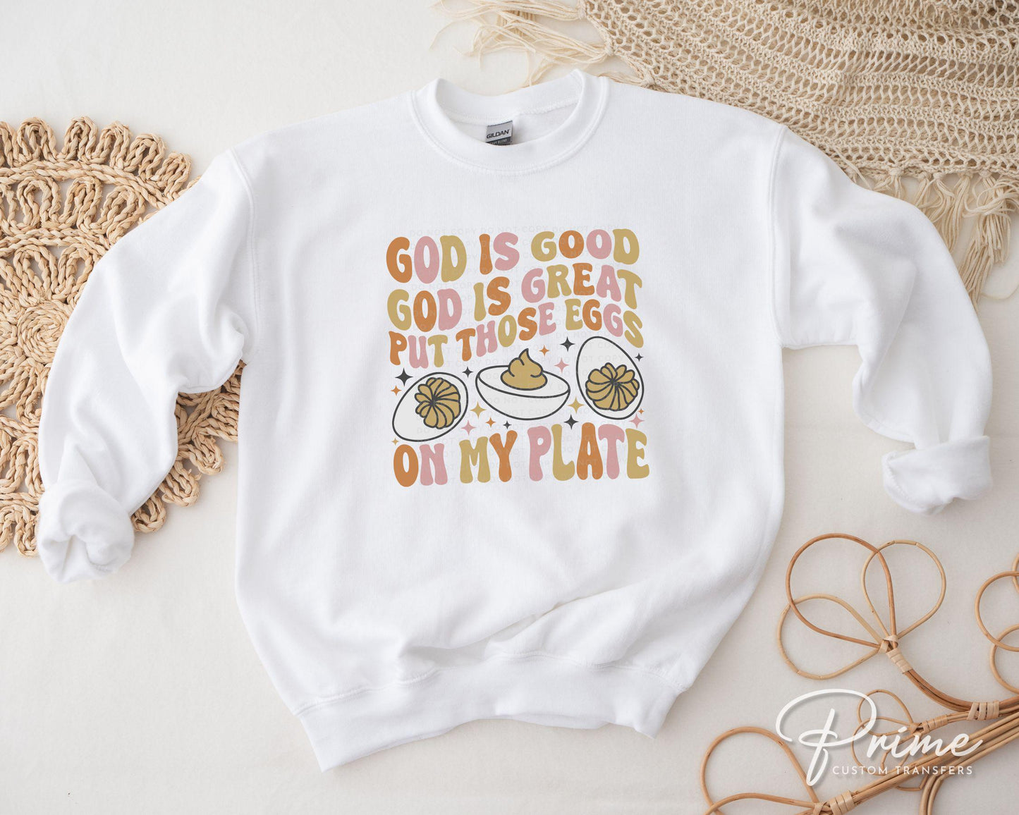 Thanksgiving DTF Transfers, Ready to Press, T-shirt Transfers, Heat Transfer, Direct to Film, Holiday, Deviled Eggs, Funny, God is good