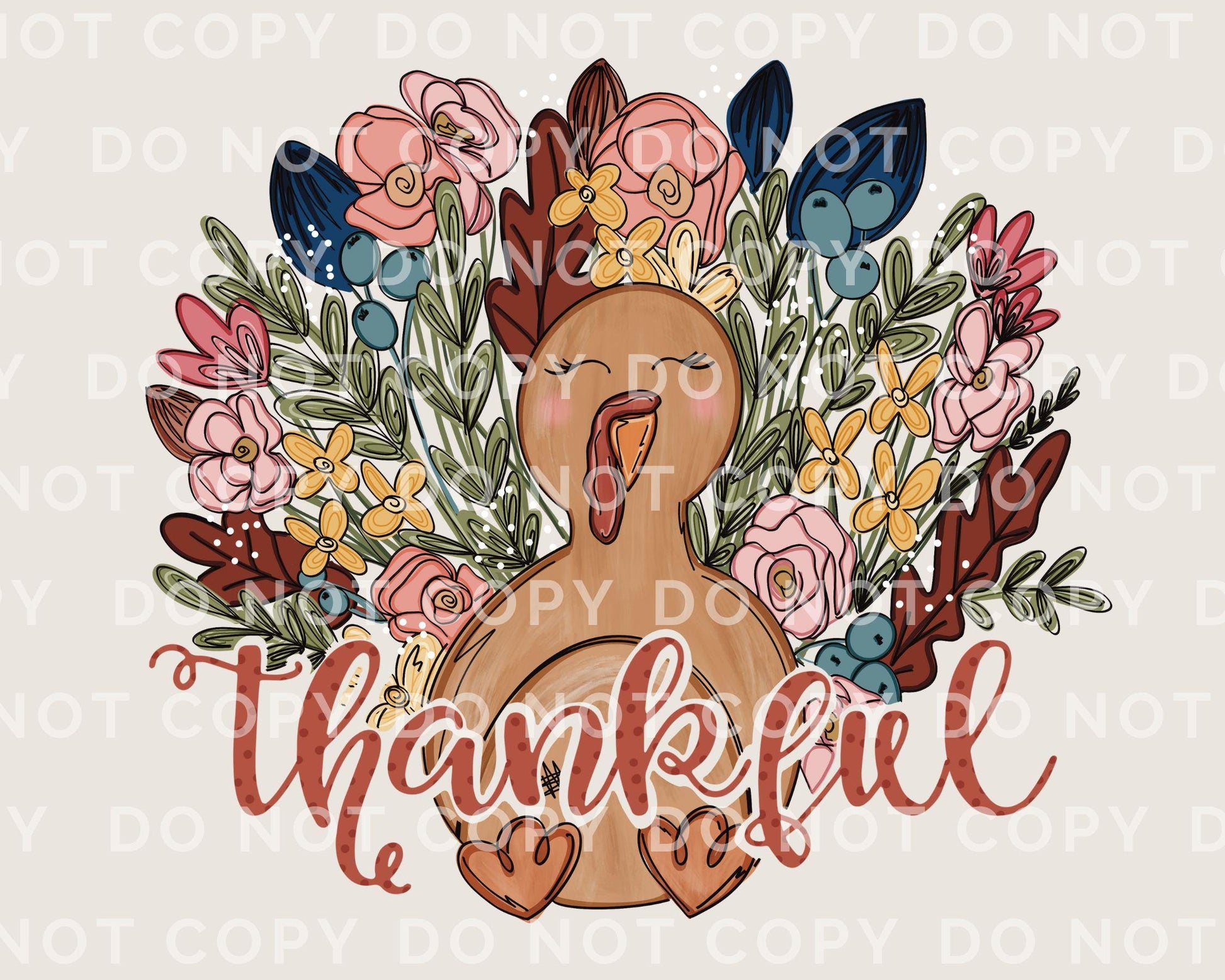 DTF Transfers, Ready to Press, T-shirt Transfers, Heat Transfer, Direct to Film, Holiday, Thanksgiving, Thankful, Flowers, Floral Turkey