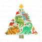 Christmas DTF Transfers, Ready to Press, T-shirt Transfers, Heat Transfer, Direct to Film, Holiday, Boy, T-Rex, Dinosaur Christmas Tree