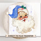 Christmas DTF Transfers, Ready to Press, T-shirt Transfers, Heat Transfer, Direct to Film, Christmas, Holiday, Cute, Blue Santa Claus