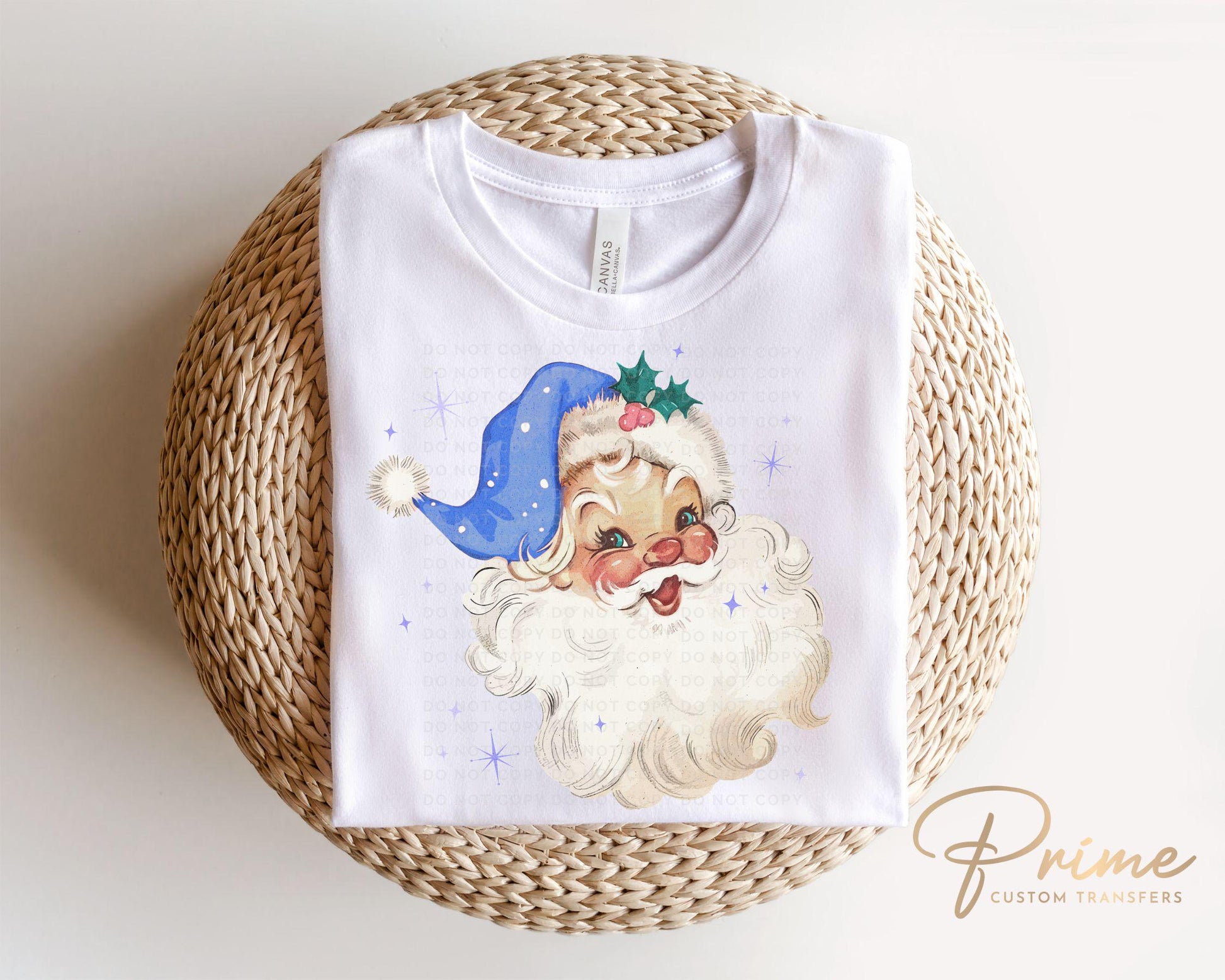 Christmas DTF Transfers, Ready to Press, T-shirt Transfers, Heat Transfer, Direct to Film, Christmas, Holiday, Cute, Blue Santa Claus