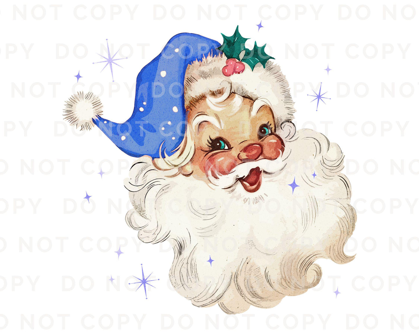 Christmas DTF Transfers, Ready to Press, T-shirt Transfers, Heat Transfer, Direct to Film, Christmas, Holiday, Cute, Blue Santa Claus