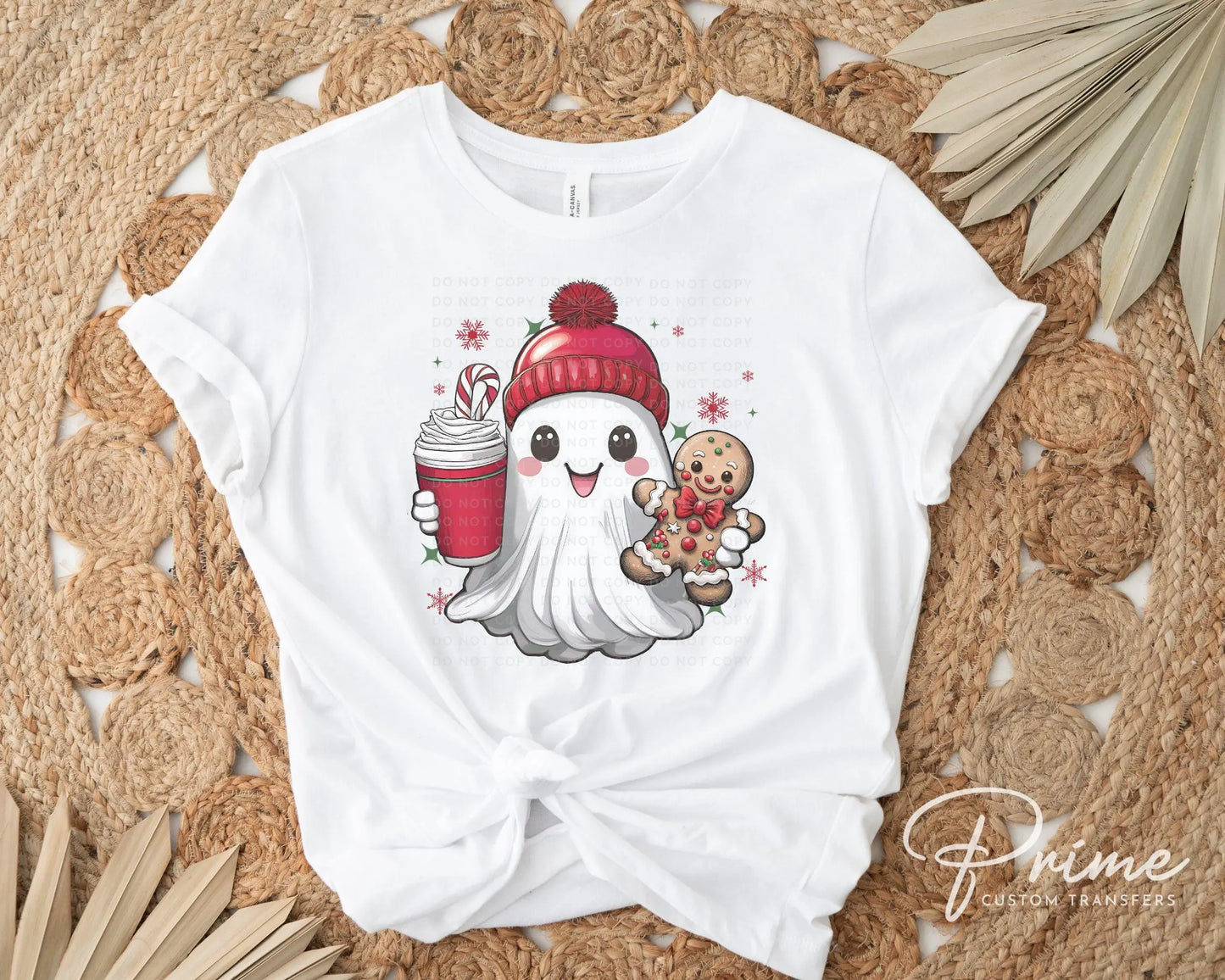 Christmas DTF Transfers, Ready to Press, T-shirt Transfers, Heat Transfer, Direct to Film, Holiday, Kid, Ice Coffee, Cute Boojee Ghost