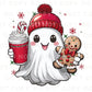 Christmas DTF Transfers, Ready to Press, T-shirt Transfers, Heat Transfer, Direct to Film, Holiday, Kid, Ice Coffee, Cute Boojee Ghost