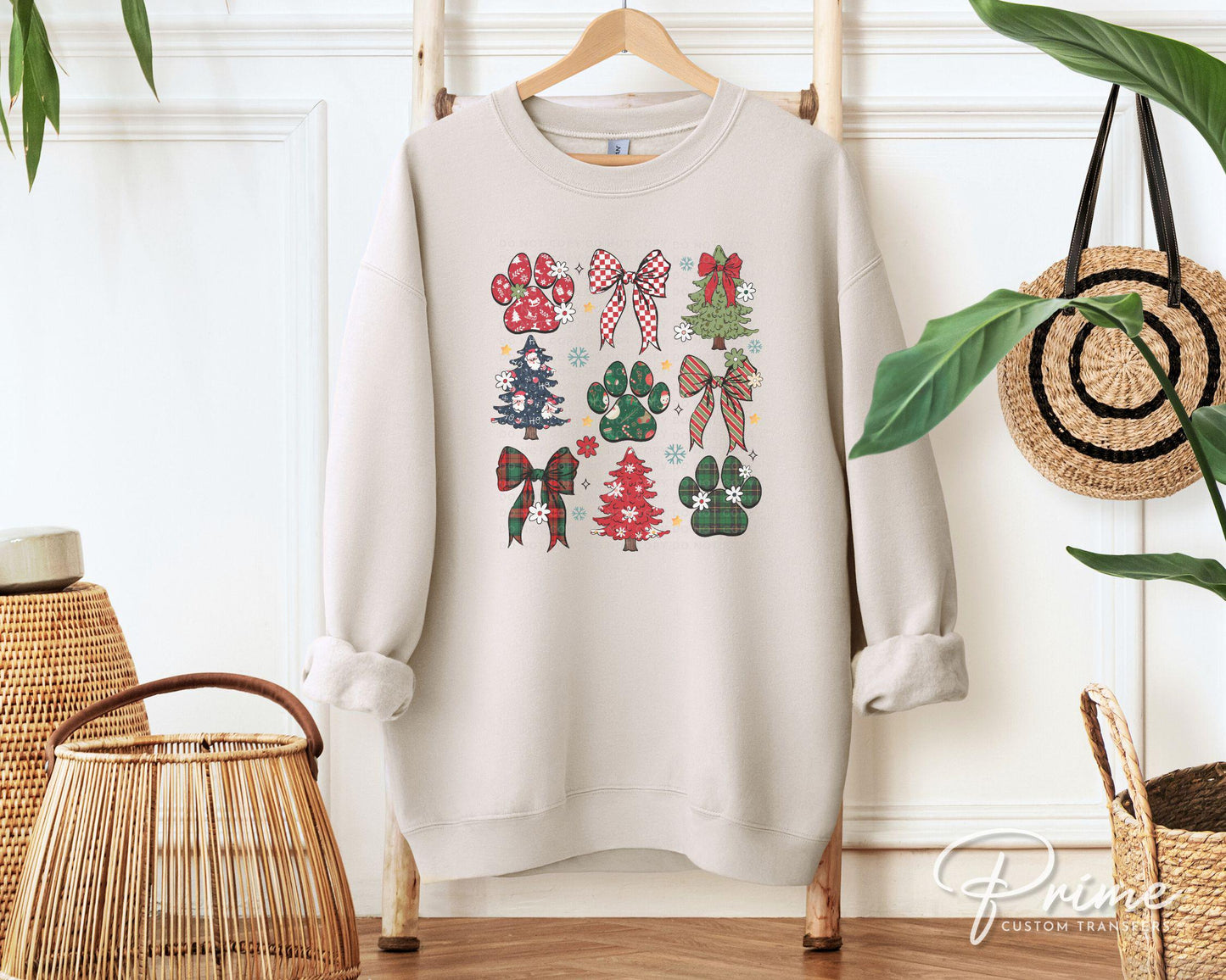 Christmas DTF Transfers, Ready to Press, T-shirt, Custom, Heat Transfer, Direct to Film, Christmas, Pet Lover, Bows, Paws, Coquette Dog Mama