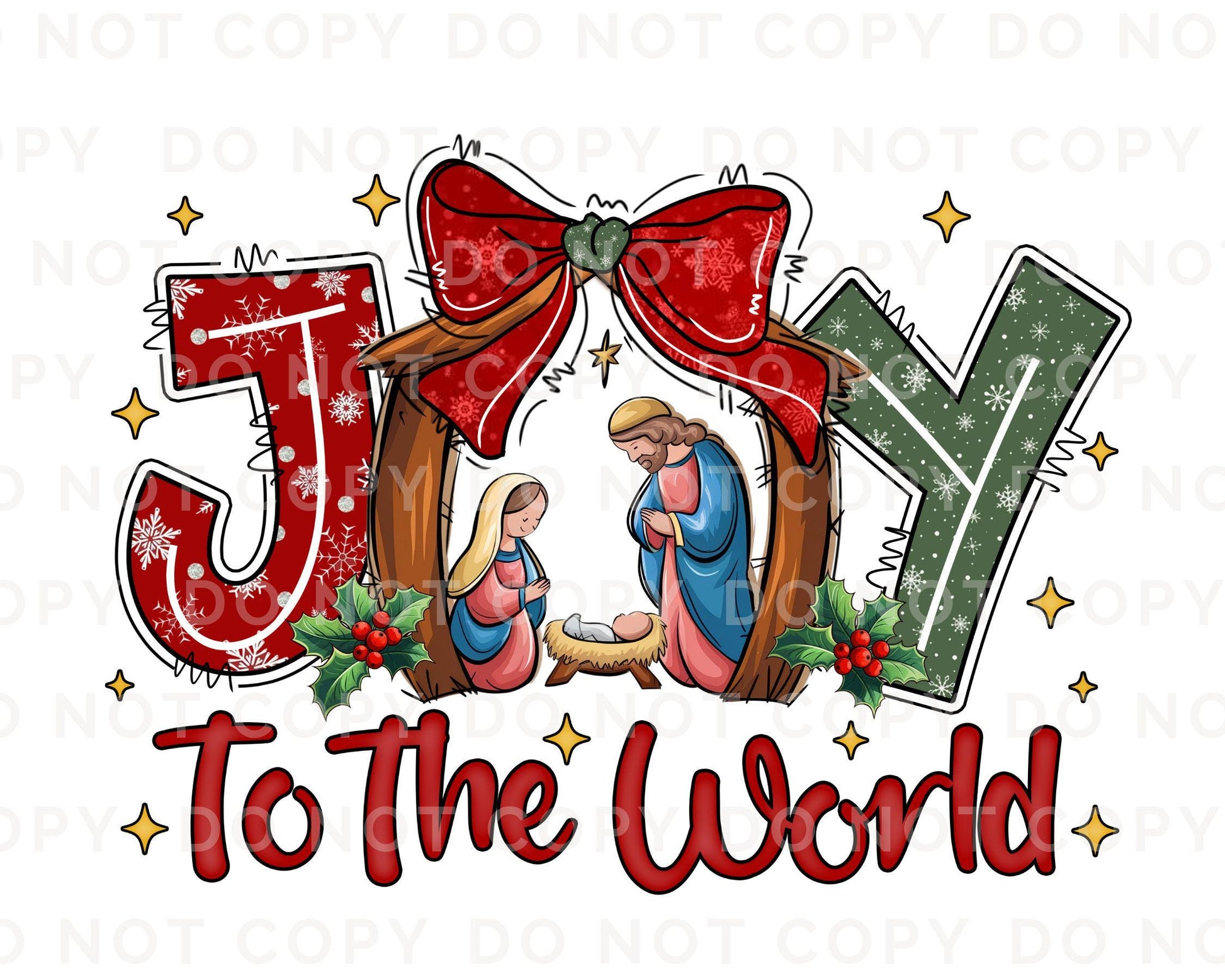 Christmas DTF Transfers, Ready to Press, T-shirt Transfers, Heat Transfer, Direct to Film, Holiday, Nativity, Baby Jesus, Manger, Christian