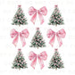 Christmas DTF Transfers, Ready to Press, T-shirt Transfers, Heat Transfer, Direct to Film, Holiday, Pink Coquette Christmas Trees and Bows