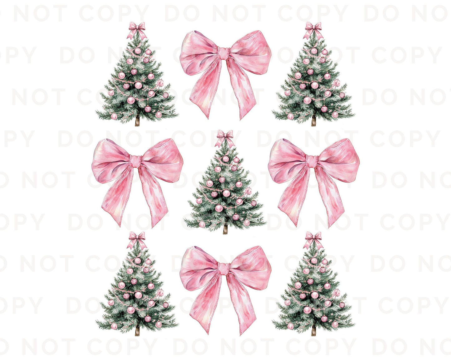Christmas DTF Transfers, Ready to Press, T-shirt Transfers, Heat Transfer, Direct to Film, Holiday, Pink Coquette Christmas Trees and Bows