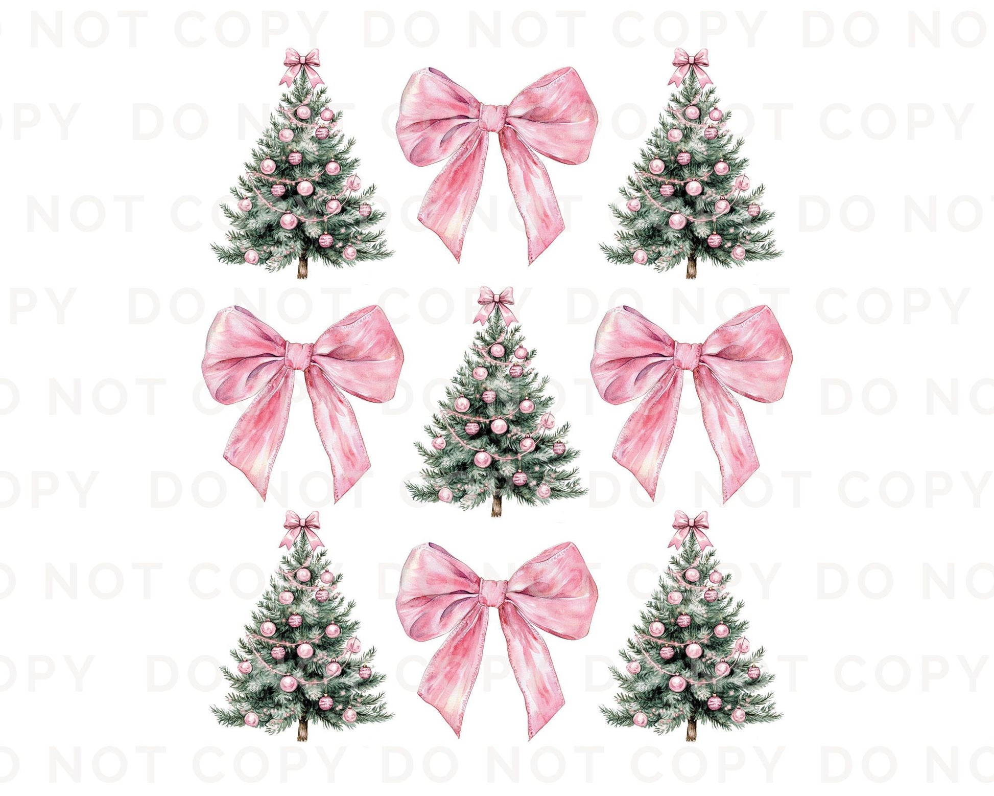 Christmas DTF Transfers, Ready to Press, T-shirt Transfers, Heat Transfer, Direct to Film, Holiday, Pink Coquette Christmas Trees and Bows